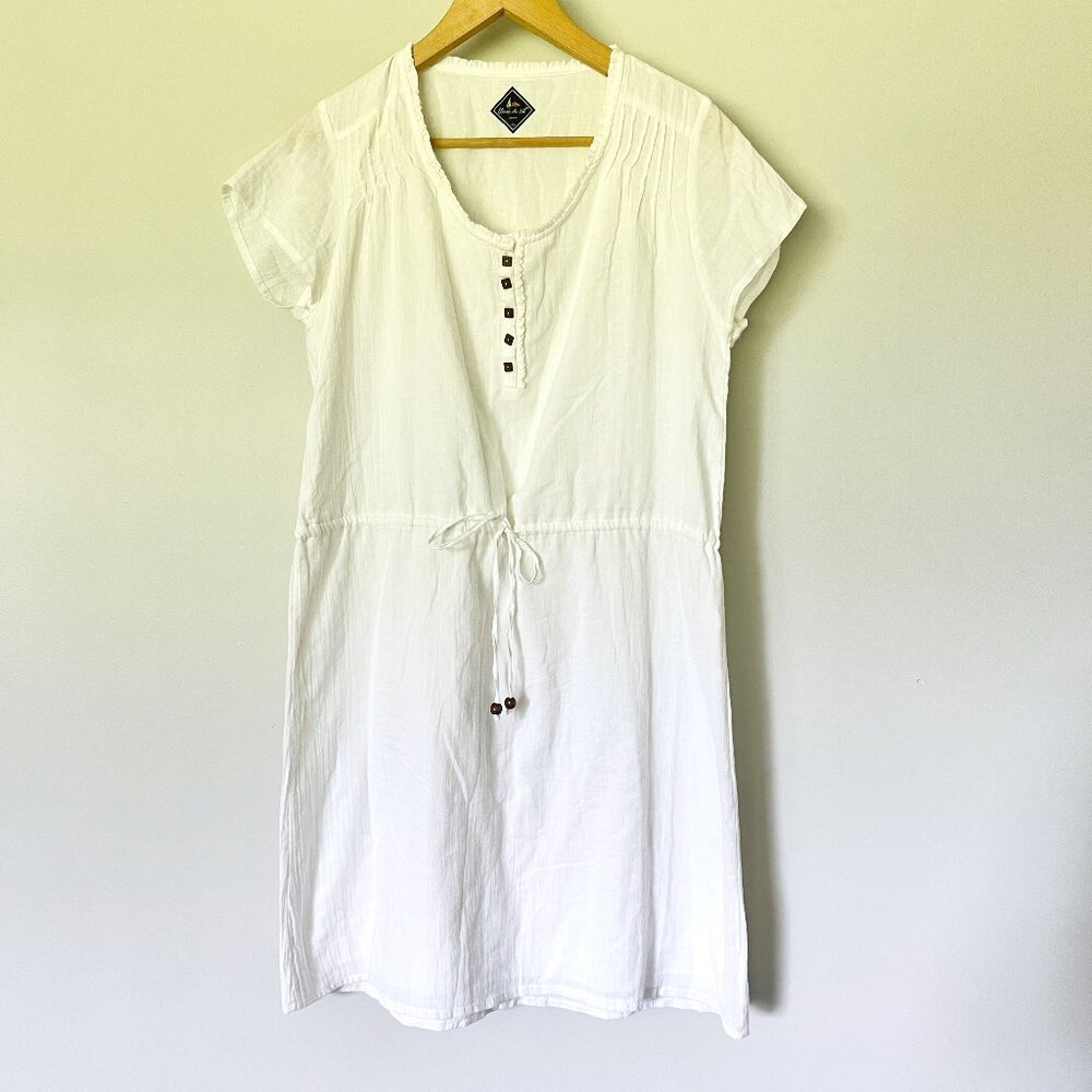 Blanc Du Nil Dress Size T3 Large White Cotton Gauze Drawstring Beach Resort